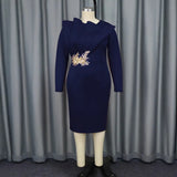 Fongt Embroidered Long-Sleeved Evening Dress Lotus Side Party Long Dress Evening Dresses