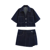 Fongt New Pocket-Dressed Denim Shirt 7484064 Double Skirt 7484062