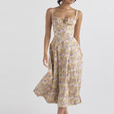 Fongt Women's French Elegant Retro Dopamine Wearing Sling Dress