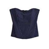 Fongt Sexy Babes Fish Bone Brake Stripe Girded Waisted Top Cloth Plus Chest Pad