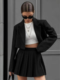 Fongt Short Suit Short Suit Suit Set Spring And Summer Double Buckle Short Suit + 100 Folded Short Skirts Two