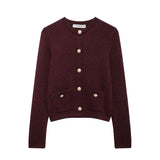 Fongt New Gold Buckle Trim Knitted Coat 6427144