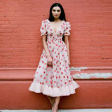 Fongt Dress French Strawberry Two-Color Sequin Dress Net Yarn Folded Dress