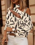 Wise Hot Style Autumn And Winter Long Sleeve Chain Hanging Neck Print Button Decorative Jacket Women-Outfit