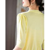 Fongt New Small Fragrant Wind V-Neck Pearl Button Ice Silk Sweater Age Reduction Show Thin Gentle Temperament Jacket-Outfit