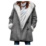 Winter Intellectual Simple Original Night Wind Pure Color Casual Button Cardigan Warm Long Hooded Women's Coat-Outfit