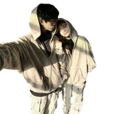 Fongt Mud Dyed Old Hooded Hoodie Sticker Oversize Couple With Open Shirt Zipper Handsome Coat
