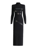 Australian Trendy Collar Long-Sleeved Dress 2025 Summer New High-End Splicing Tie Design Long
