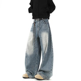 Fongt Retro Broad-Legged Jeans Design Feel Small Cat Bends Trousers Hanging Trousers Trousers