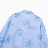 Spring Style Glue Embroidery Decorated Loose Poplin Shirt 2492056-Outfit