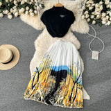 Fongt Elegant Style Suit Women's Summer High-End Design Sense Niche Sleeveless Shirt Top + Two-Piece Dress