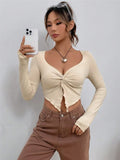 Fongt 2025 New Renovate Front-Turning Irregular Long-Sleeved T-Shirt Girl