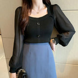 Pull Femme 2023 Spring Fashion Square Neck Solid Tops Patchwork Long Sleeve Sweater Women Knitted Pullovers Woman