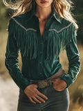 Fongt Autumn New Women's Fashion Loose Tidum Coat Collar Long Sleeve Top