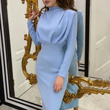Collar Slim Length Long Sleeve Casual Party