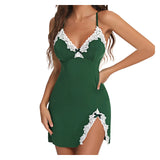 Large-Size Lingerie Gathering Sexy Deep V Sexy Side-Opening Body Slings Ajament Skirt
