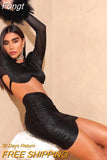 2023 New Women's White Sexy 2-Piece Set Skirt Skirt Feather Pleated Top Pencil Skirt Celebrity Party Bandage