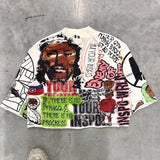 Fongt T-Shirt New Casual Round Collar Top Popular Cartoon Print 1118