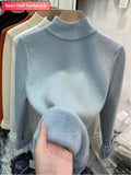 Turtleneck Sweater Winter Slim Thicken Knitwear Jumper Woman Soft Knit Pullovers Casual Plush Fleece Lined Warm Malhas
