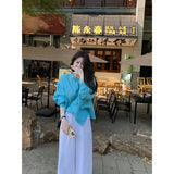 Fongt Salts Lightly Wear Lake Blue Sunscreen Shirt Loose Thin Mountain Trousers Two Sets Of New Summer