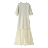 Fongt New Round-Neck Short-Sleeved Knitted Knitted Dress 4192001