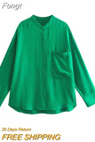 Single Breasted Green Top Pants Suits Sets Women Spring Autumn Casual Loose Two Pieces Matching Sets 2023 Set