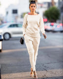 for women two piece set knitted sweater long sleeve pants 2 piece set for women two pieces sets women's suits 1028-1-Outfit