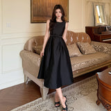 Fongt Sleeveless Vest Dress 2025 Summer French Waist High-End Design Mid-Long Dress