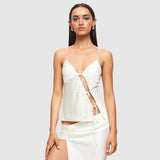 Female Satin Chic Tie Up Hollow Out Crop Top For Women Summer Spaghetti Strap Backless Slim Party Tank Tops Y2K Vest 20-Outfit