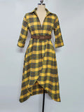 Fongt Long-Sleeved Plaid Shirt Dress 2025 Spring And Autumn New Fashion Loose Casual Dress Belt