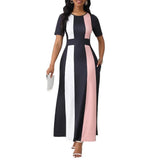 Fongt Women's Clothing New Temperament Fashion Fashion Dress Short Sleeve Long Skirt