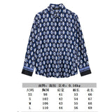 Fongt And Summer Print Casual Set Silk-Sense Stitling Long-Sleeved Single-D Row Loose Shirt High-Waisted Trousers Woman