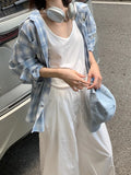 Fongt Plaid Shirt Coat Women Spring And Autumn New Small Lazy Temperament Sunscreen Shirt Cotton Top Tide