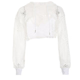 Fongt Resort Style Personality Grid Splicing With Hooded Hooded Sunscreen Shirt Women's Sports Leisure Top