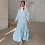 Fongt Temperament Long Dress Suit Women's 100-Fold Dress Suit Women's Clothing