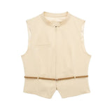 Spring Belt Vest 2010816 Wide Pleated Skirt 7385407-Outfit