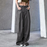 Fongt Fashion Pure Color Loose Straight Pocket Leisure Woven Trousers 2025 New Summer
