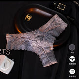 Fongt Thin Solid Color Lace Thong Woman Cotton Crotch T-Shirt Hollow Low-Waisted Trousers Ladies Trousers