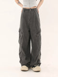Fongt Design Cargo Pants Men And Women Loose Pockets Casual Pleated Straight Leg Wide Legs Mop The Floor Pants-Outfit