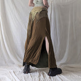 Fongt Is A Vintage Style Irregular Paste Splicing Long Fishtail Skirt Temperament Babes Niche Design Open Skirt
