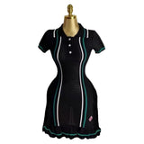 Fongt Scented Knitted Dress Woman's New French Retro Collared Waist Thin Lotus Leaf-Side Sweater