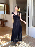 Fongt Xixi 13 Lines 2025 Summer New Elegant Temperament Lotus Leaf Side High Waist Thin Joint Dress 88292