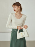 Office Lady Newly Autumn 2021 U-neck Wool Sweater Women Long-sleeved Slim Black Bottoming Shirt Women Grey