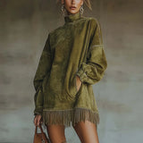 Fongt Long-Sleeved Plaid Shirt Dress 2025 Spring And Autumn New Fashion Loose Casual Dress Belt