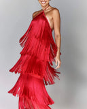 Fongt Fashion Hanging Neck Solu Back Open Dress