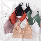 Bralette Sexy Backless Bra Girls Padded Crop Top Black White Unlined Underwear Wireless Bras For Women Female
