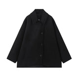 Fongt Women's Autumn And Winter New Fashion Loose Blending Solid Coat Coat Coat