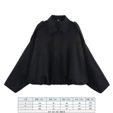 Fongt Women's 2025 New Bat Sleeve Loose-Fitting Velvet Bomber Jacket Jacket