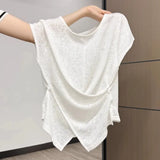 Fongt Goods Explosion Short-Sleeved T-Shirt Women 2025 New Summer Thin Luxury High-End Feeling Super Fire Age Reduction Unique Top