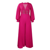 Fongt Large-Size Nail-Pear Yarn Fashion Casual Broad-Legged African Jumpsuit